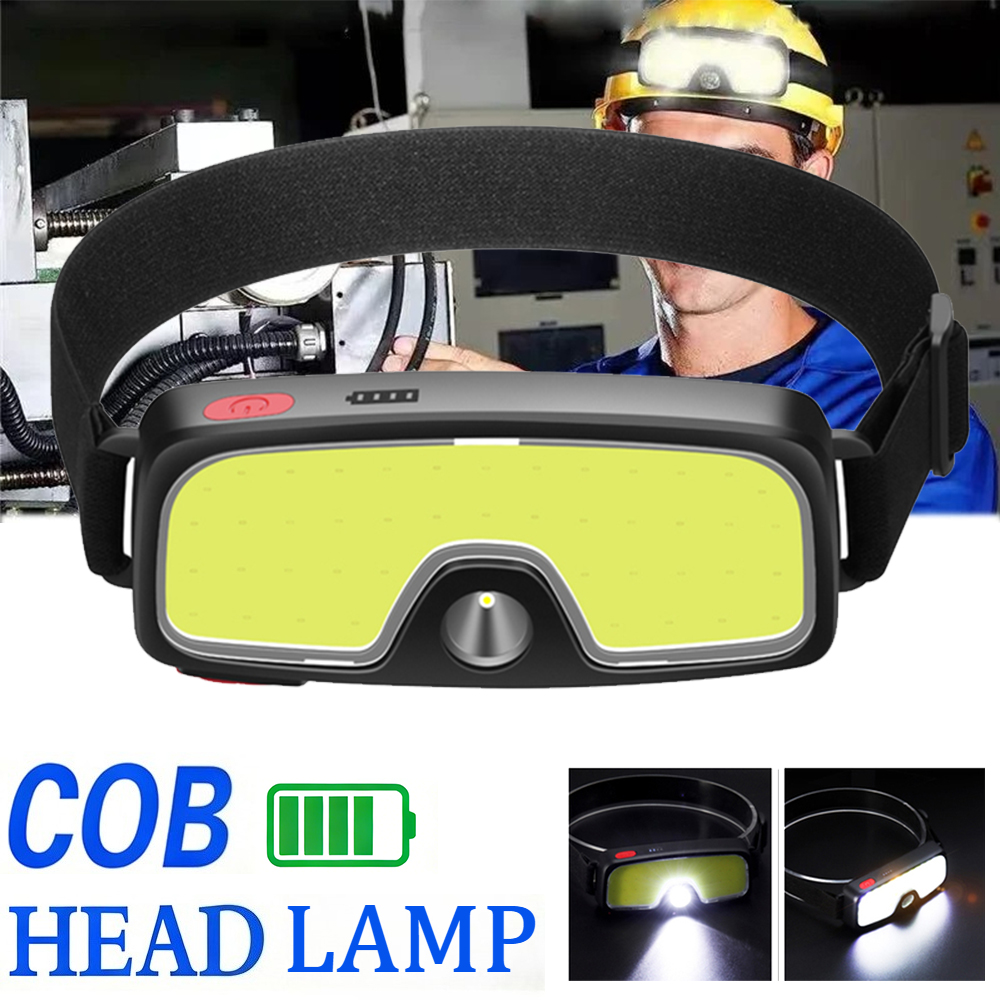 Fishing Headlamp - ไฟหน้าแบบ COB อันทรงพลังประเภท-c/USB ไฟฉายแบบชาร์จไฟได้แบตเตอรี่ในตัวตกปลากลางแจ้งแคมป์ปิ้งโคมไฟไฟฉายกันน้ำ