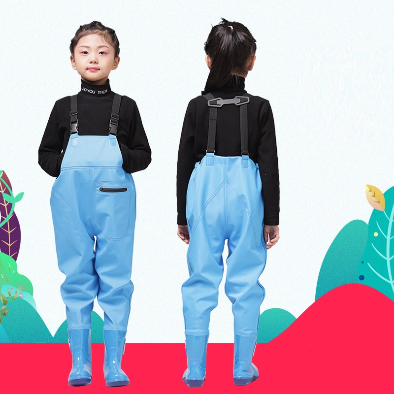 Fishing Equipment For Kids - ชุดอุปกรณ์ตกปลาพร้อมรองเท้าบูทสำหรับเด็กกิจกรรมกลางแจ้ง celana hujan PVC สำหรับเด็กชายเด็กหญิงและเด็กชาย +