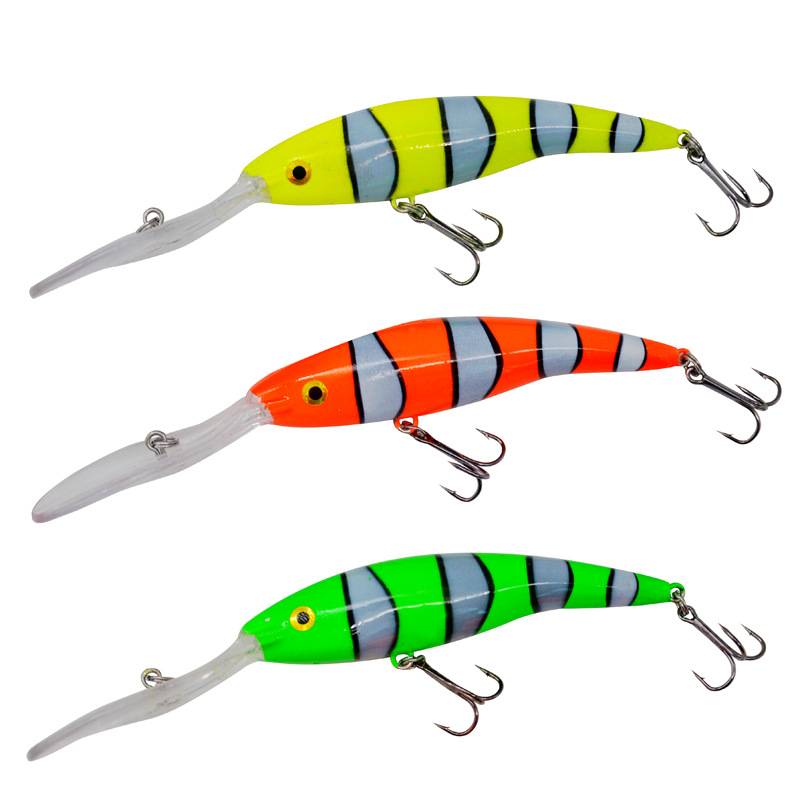Fishing Equipment Deals - เหยื่อตกปลายาวลิ้น Dive Board Minnow Zibra Stripe