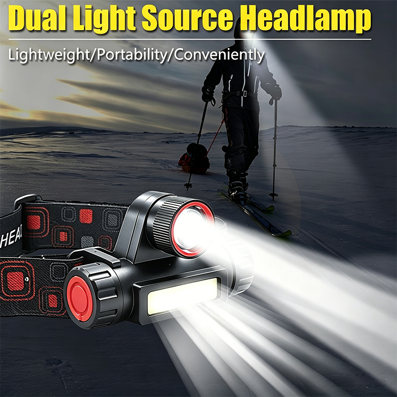 Fishing Headlamp - ไฟหน้า LED, ไฟติดหัวแบบชาร์จไฟกลางแจ้ง, ไฟหน้าสำหรับตกปลาตอนกลางคืน, ไฟทำงานแบบแม่เหล็ก, ไฟติดหัวสำหรับตั้งแคมป์