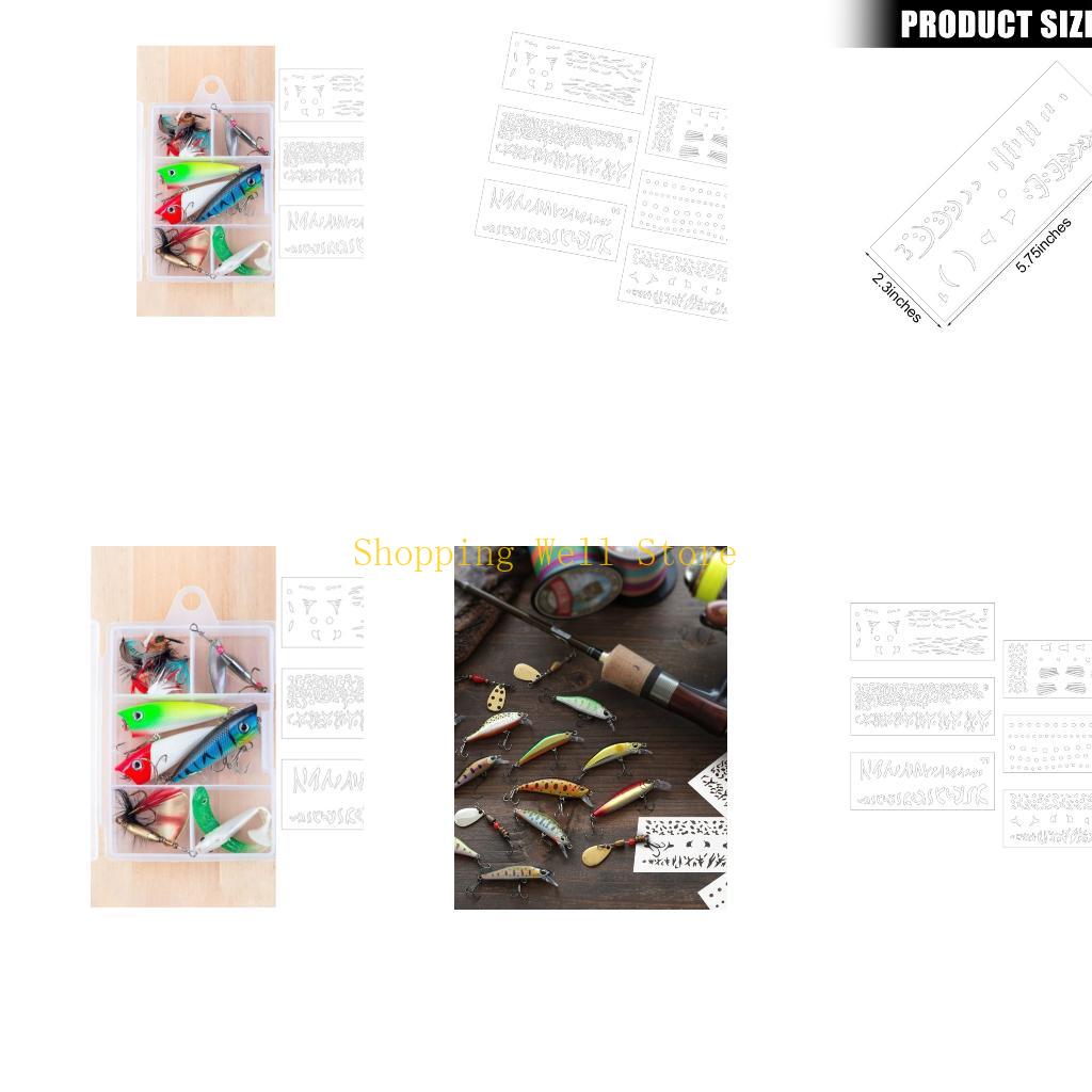 Fishing Equipment Tackle - KX4B 6 ชิ้น ประมง ล่อภาพวาดแม่แบบสำหรับการร่างสมุดตกแต่งบ้าน