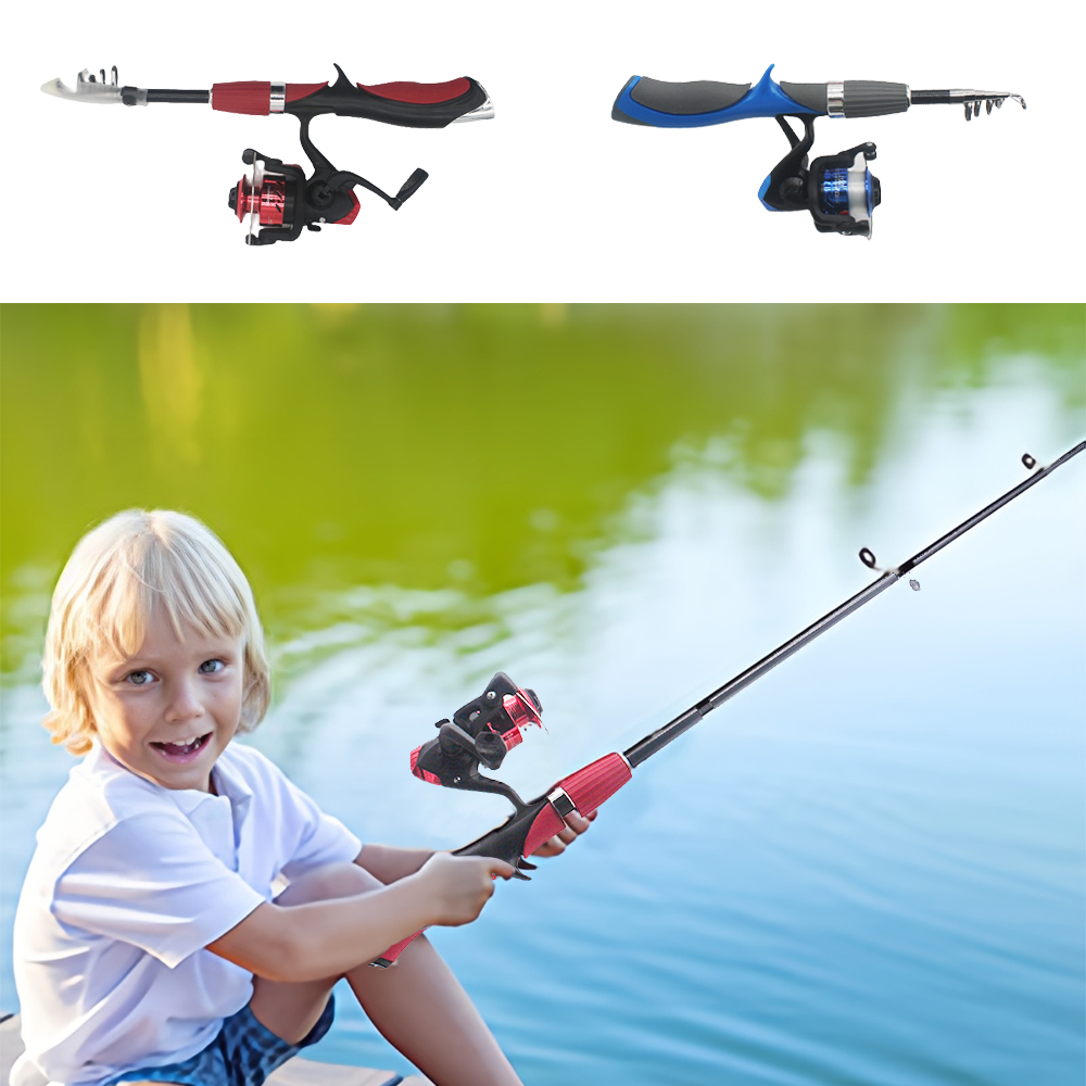 Fishing Equipment For Kids - ชุดคันเบ็ดตกปลาสำหรับเด็กเบ็ดตกปลาเบ็ดตกปลาแบบยืดหดได้สำหรับเด็กพร้อมรอกสปินนิ่งตะขอตกปลาน้ำเค็มน้ำจืด