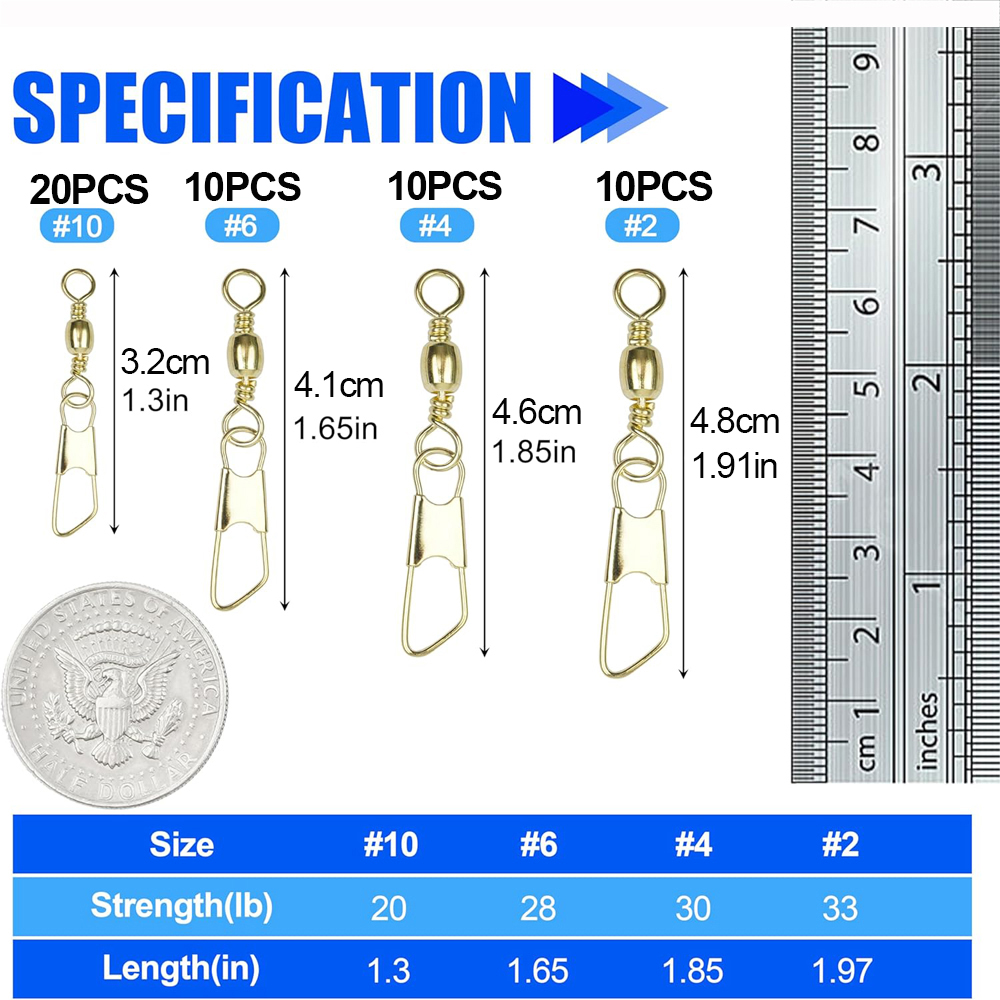 50ชิ้นเดือยตกปลาทองพร้อมตะขอตก - Fishing Equipment Tackle บทวิจารณ์และราคา