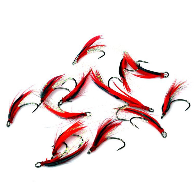ตะขอตกปลาแบบขนนกขนาดใหญ่10ชิ้น - Fishing Equipment Deals บทวิจารณ์และราคา