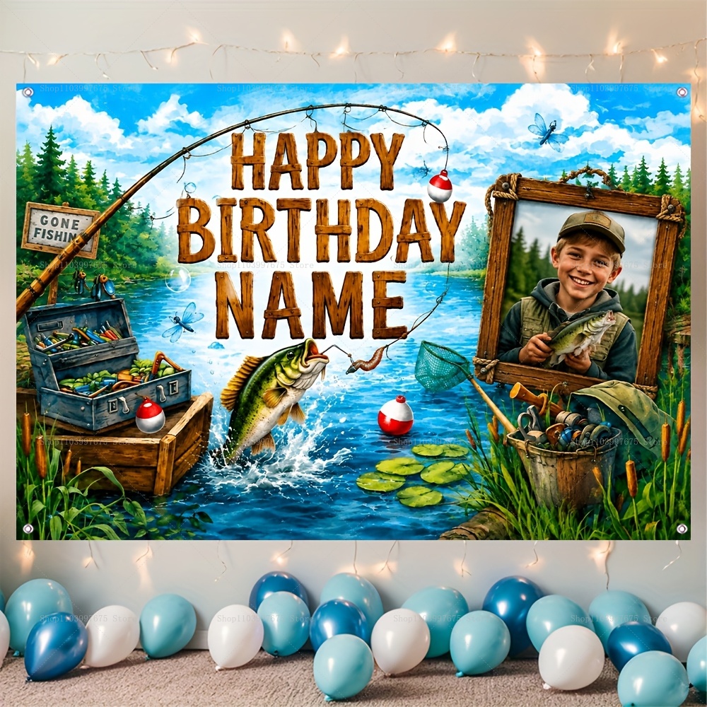 ฉากหลังธีมตกปลาพร้อมชื่อและรูป - Fishing Equipment For Kids บทวิจารณ์และราคา